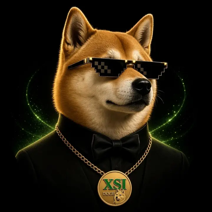 XSIDOGE con lentes pixelados y medalla de oro